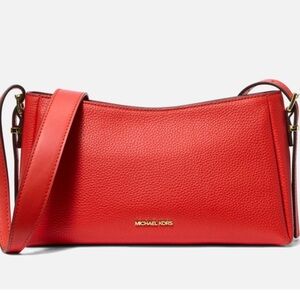 MICHAEL Michael Kors Moore Leather Pouchette Bag in Burnt Sienna NWT